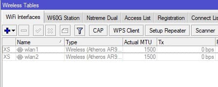 Настройка репитера MikroTik, исходное состояние WiFi интерфейсов